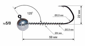 Джиг-головка Дніпро-Свинець Barbarian 5/0 05г з пружиною