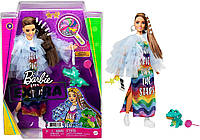 Кукла Барби Экстра в синей куртке и питомцем крокодилом Barbie Extra Doll #9 with Pet Crocodile