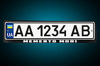 Світловідбиваюча Рамка під номер "MEMENTO MORI" , будь-яка трендова напис під замовлення на твоїх номерах!