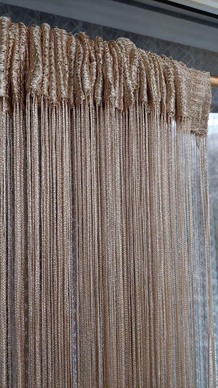 Штори нитки кісея без люрексу однотонні золотисті № 14 золотий 3 м на 2.8 м, фото 1