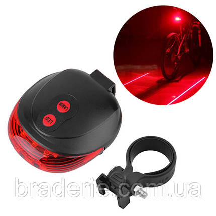 Ліхтар велосипедний задній STOP LD-681-5LED+2 лазерні габарити, фото 1