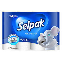 Папiр туалетний Selpak Super Soft білий 3-х шаровий 24 шт, Туреччина