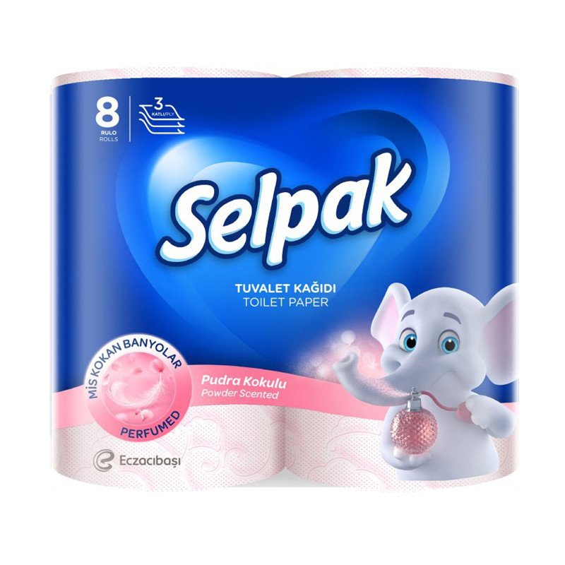 Папiр туалетний SELPAK Perfumed кольоровий, з ароматом Пудра 8 шт