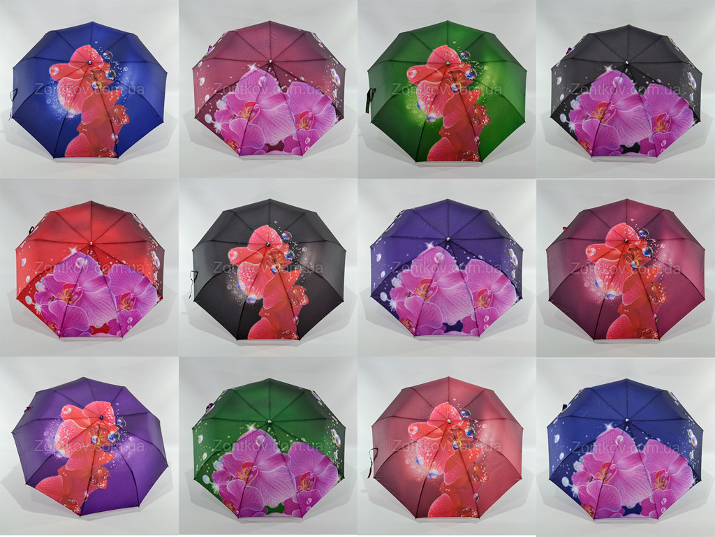Женский зонтик автомат с орхидеями
