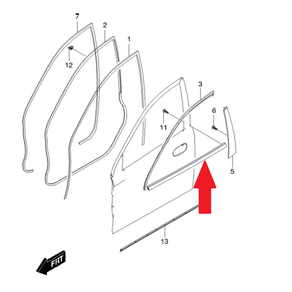 Ущільнювач скла дверей Лачетті (молодінг) перед прав GM 96801689