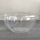 Салатник з кришкою 1200 мл пластиковий (прозорий низ,прозорий верх) (1/уп/25шт), фото 3