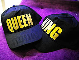Парные кепки (бейсболки) с принтом "Queen. King" Push IT