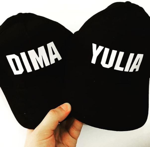 Парні кепки (бейсболки) з принтом "Dima. Yulia" Push IT