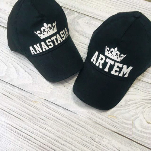 Парні кепки (бейсболки) з принтом "Anastasia. Artem" Push IT