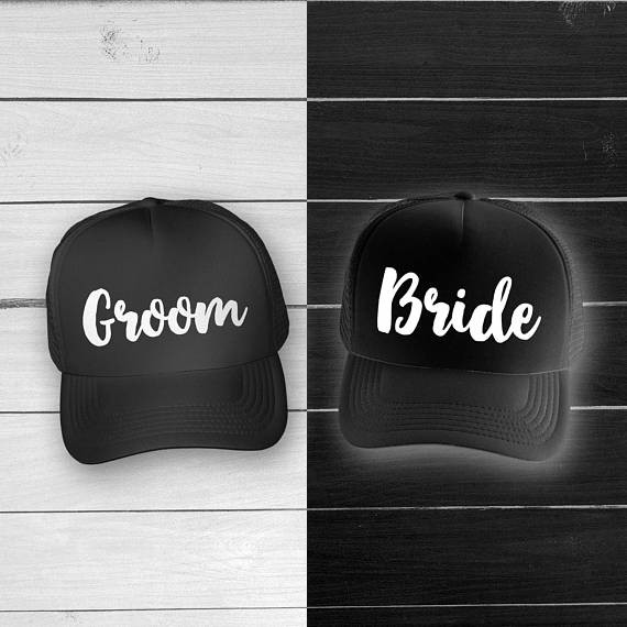 Парні кепки (бейсболки) з принтом "Groom. Bride" Push IT