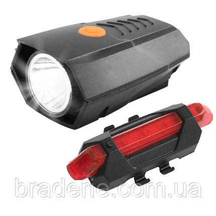 Набір велосипедних ліхтарів BSK-178-1-XPG+STOP-5SMD, ЗП USB, фото 2