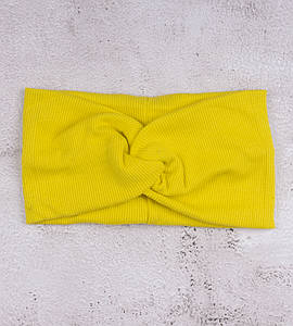 Трикотажна пов'язка "Чалма" Рубчик, Жовтий