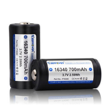 Акумулятор Keeppower 16340 Li-ion DLG 700mAh 3,7 V із захистом, фото 2