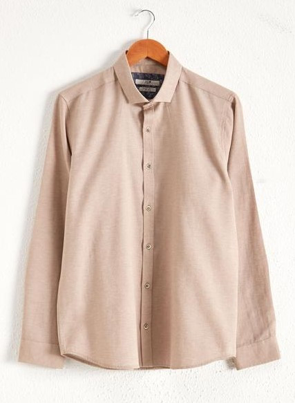 Бежева чоловіча сорочка LC Waikiki/ЛС Вайки на ґудзиках кольору слонової кістки