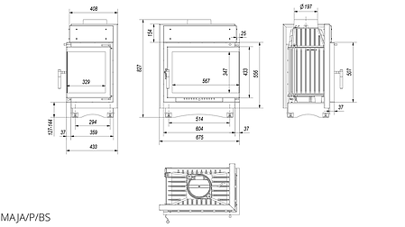 Камінна топка Kratki MAJA 12 права BS, фото 2