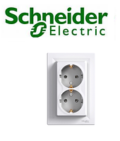 Розетка подвійна із заземленням Shneider-Electric Asfora білий EPH9900121
