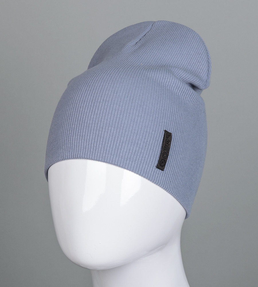 Шапка трикотажна Рубчик без одвороту (20217), Сірий, фото 1