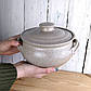 Жаровня для духовки «Чугунок» краплє кремова 2.5 л керамічна з кришкою та ручками, фото 2