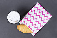 Пакеты бумажные подарочные детские 170*30*230 мм Розовый зигзаг Пакеты для сувениров меленькие с рисунком