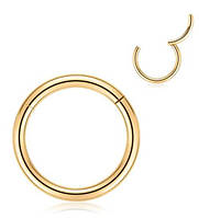 Кликер кольцо сережка пирсинг в нос, губу, хрящ уха Золотистый, 6 мм