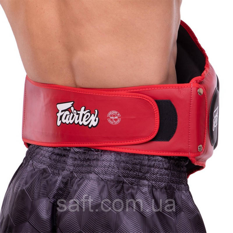 Пояс тренера кожаный FAIRTEX черный-красный - фото 6 - id-p1558872647