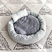 Лежак для котів собак круглий із двосторонньою подушкою оксамитовий 60 см, фото 3