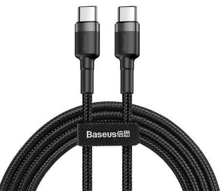 Кабель USB Type C to Type C 3A Cafule PD2.0 CATKLF-GG1 black Baseus 1m, фото 1
