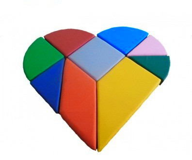 Дитячий м'який конструктор танграм Серце шкірозамінник Різнобарвний 120х120х10 см (Тіа-sport ТМ)