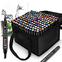Набор двусторонних маркеров 168 шт для рисования с сумкой / Маркеры для скетчинга на спиртовой основе