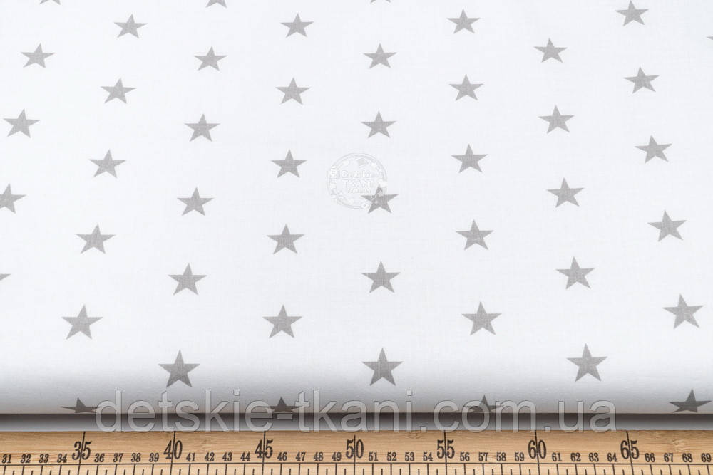 Бязь з сірими класичними зірками на білому фоні, щільність 135 г/м2 (№7) - фото 2 - id-p198887111