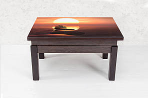 Стіл-Трансформер Флай ДСП Венге стільниця ДСП+скло фотодрук сонце (Мікс-МебельTM) Венге+склозахед сонцея