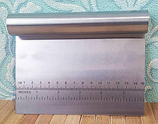 Скребок металевий з розметкой для оброблення тесту | Шпатель кодитерський для тіста