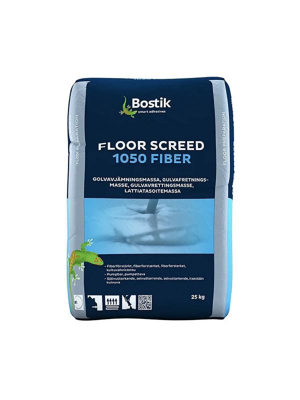 Самовыравнивающаяся смесь для пола армированная Bostik Floor Screed 1050 Fiber, 25 кг - фото 1 - id-p1558929049
