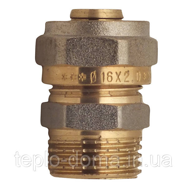 МУФТА (ЦАНГА) З НАРУЖНОЮ РЕЗИБНОЮ ДЛЯ МЕТАЛЛОПЛАСТИКОВА ТРУБИ Gross 16x1/2M