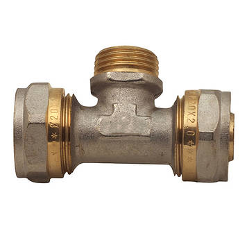 ТРОЙНИК З НАРУЖНОЮ РЕЗЬБОЮ ДЛЯ МЕТАЛЛОПЛАСТИКОВА ТРУБИ Gross 16x1/2Мx16