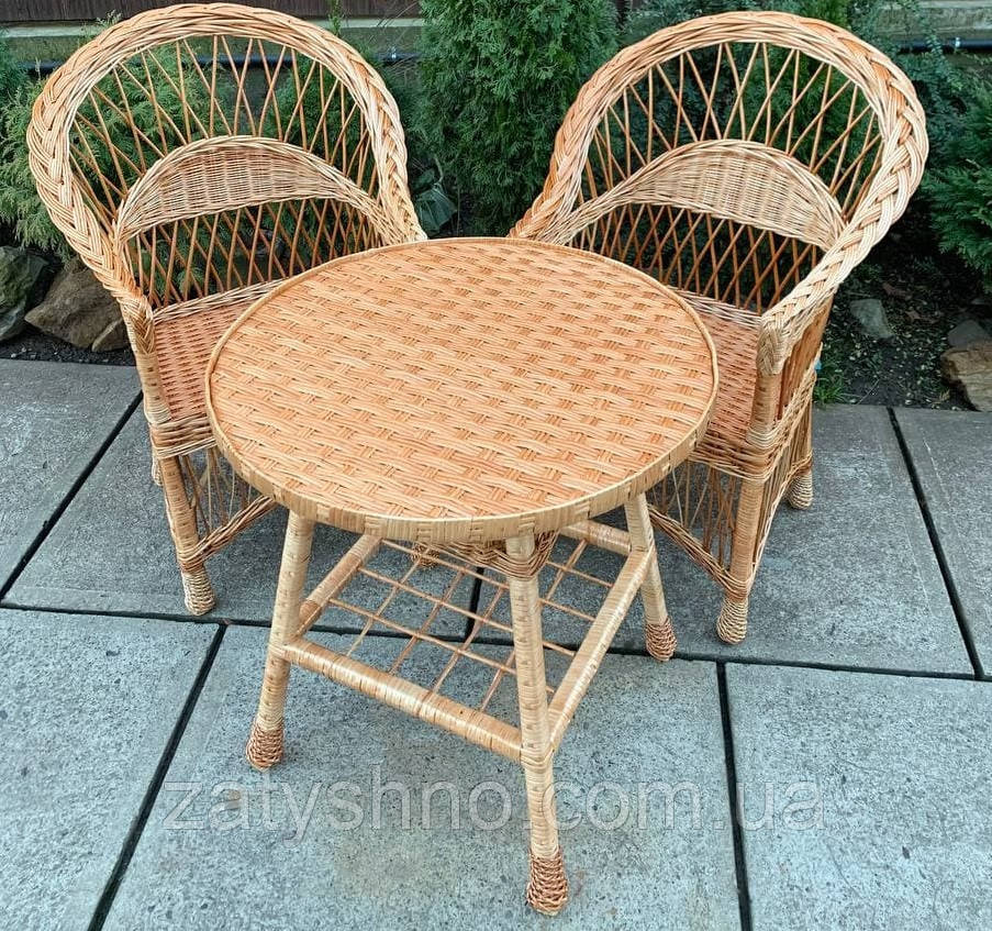 Набор плетеной мебели с двумя креслами и столиком - фото 1 - id-p1558940623