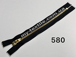 Блискавка Джинсова Тип 4 (Золото та нікель) 18 см Чорна