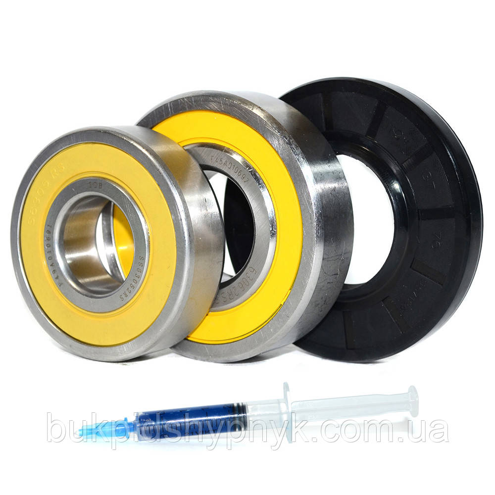 Ремонтний комплект нержавіючих підшипників для пральних машин LG (+ порція мастила для сальників) ISB 6305, фото 1