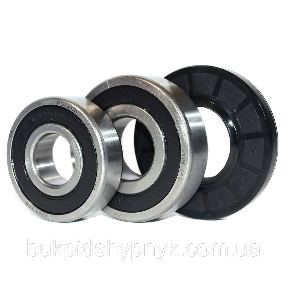 Ремонтний комплект підшипників для пральних машин LG CX 6305 2RS і 6306 2RS і сальник (37x76x9.5/12.5), фото 1