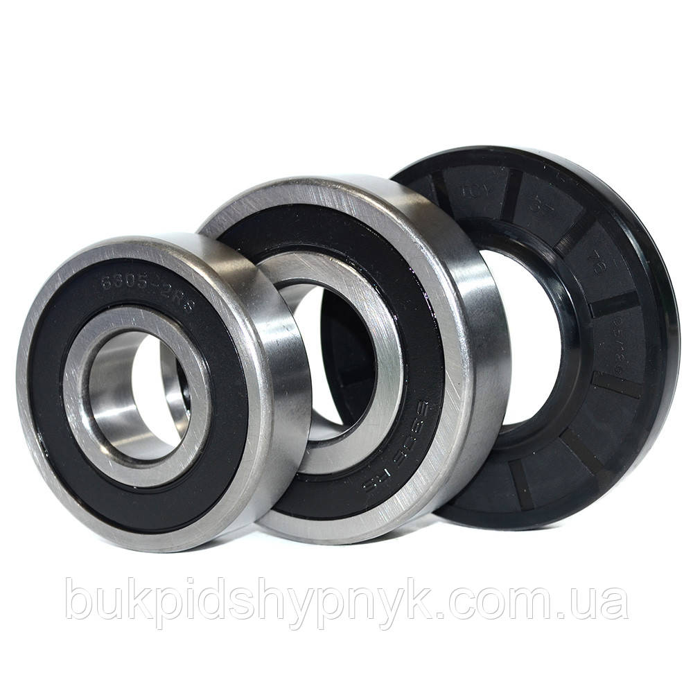 Ремонтний комплект підшипників для пральних машин LG NT 6305 2RS і 6306 2RS і сальник (37x76x9.5/12.5), фото 1
