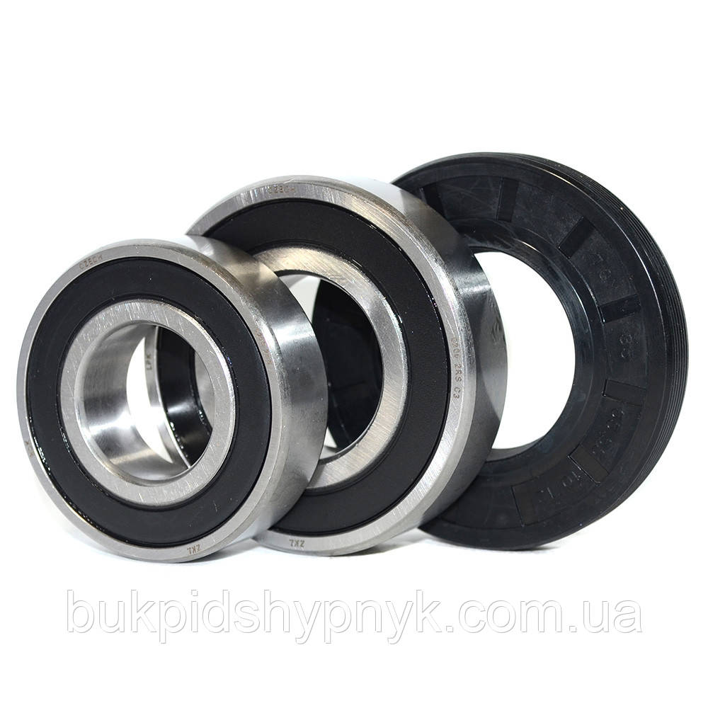 Ремонтний комплект підшипників для пральних машин Samsung ZKL 6205 2RS і 6206 2RS і сальник (35x65.55x10/12), фото 1