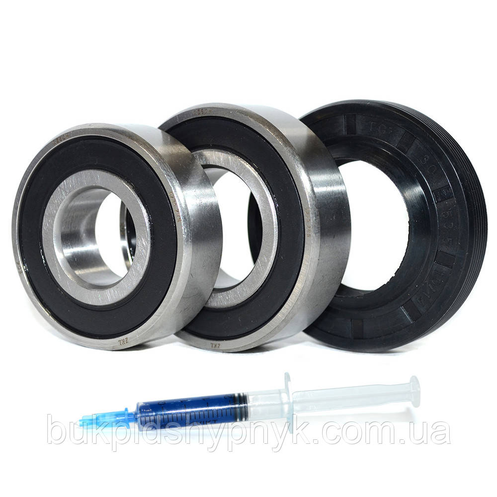 Ремонтний комплект підшипників для пральних машин Indesit і Ariston (+ порція мастила для сальників) ZKL 6204, фото 1