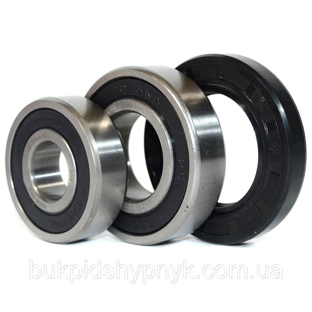 Ремонтний комплект підшипників для пральних машин Whirlpool CX 6304 2RS і 6206 2RS і сальник (40x65x10), фото 1