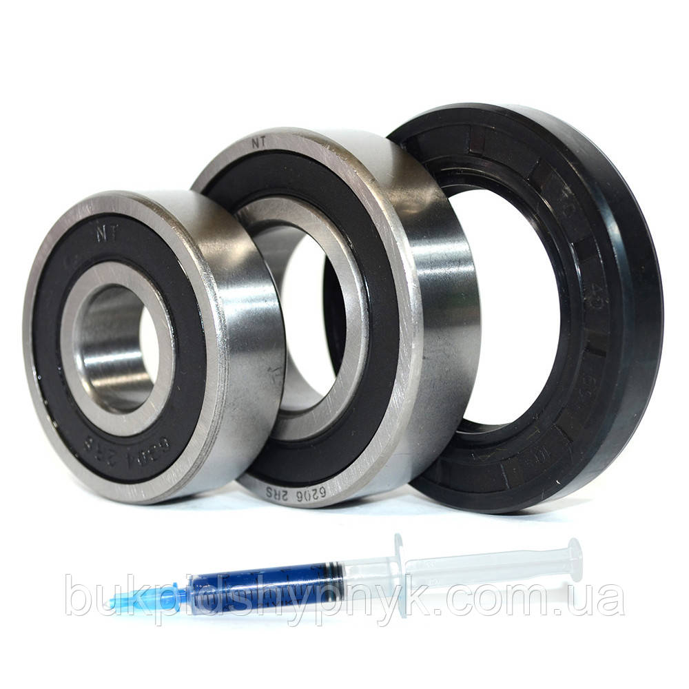 Ремонтний комплект підшипників для пральних машин Whirlpool (+ порція мастила для сальників) NT 6304 2RS і, фото 1