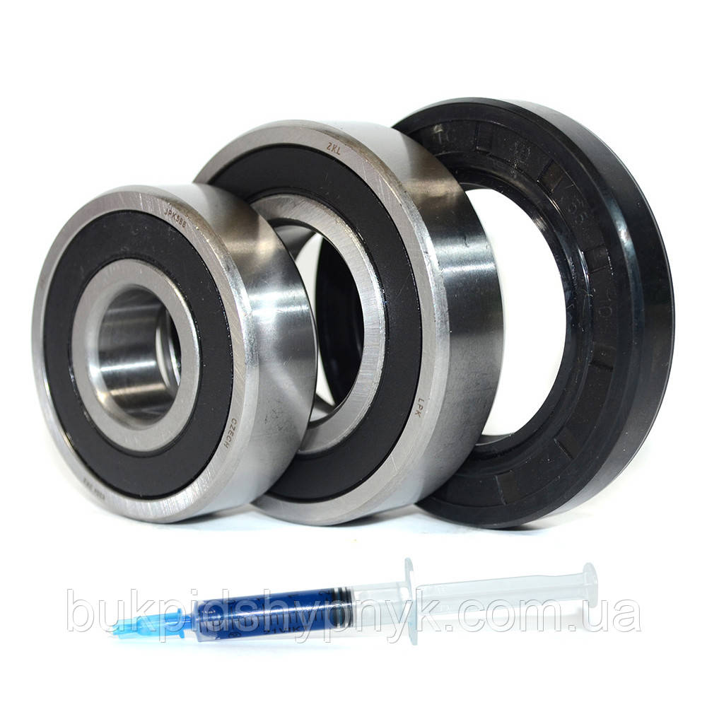 Ремонтний комплект підшипників для пральних машин Whirlpool (+ порція мастила для сальників) ZKL 6304 2RS і, фото 1