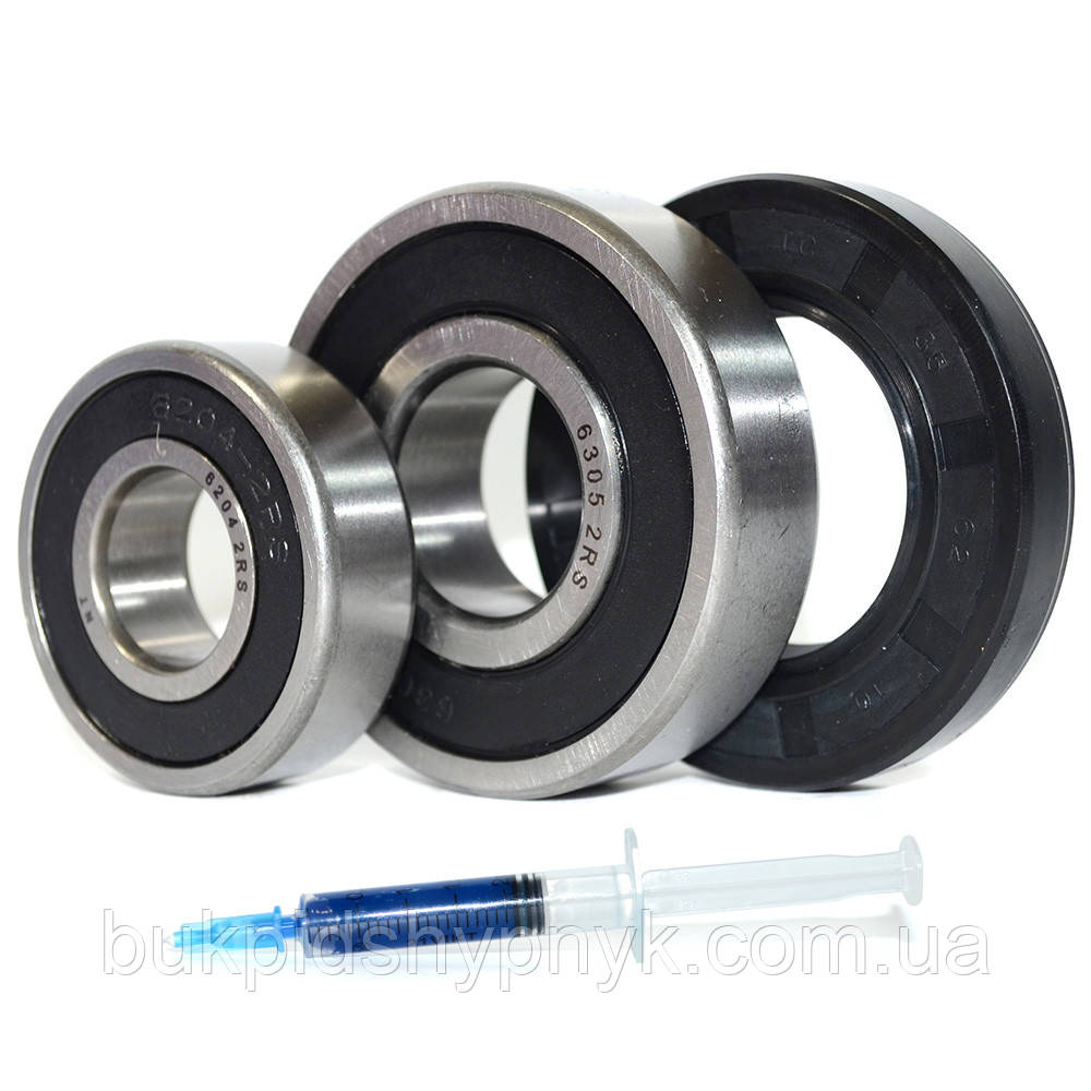 Ремонтний комплект підшипників для пральних машин ARDO (+ порція мастила для сальників) NT 6204 2RS і 6305, фото 1