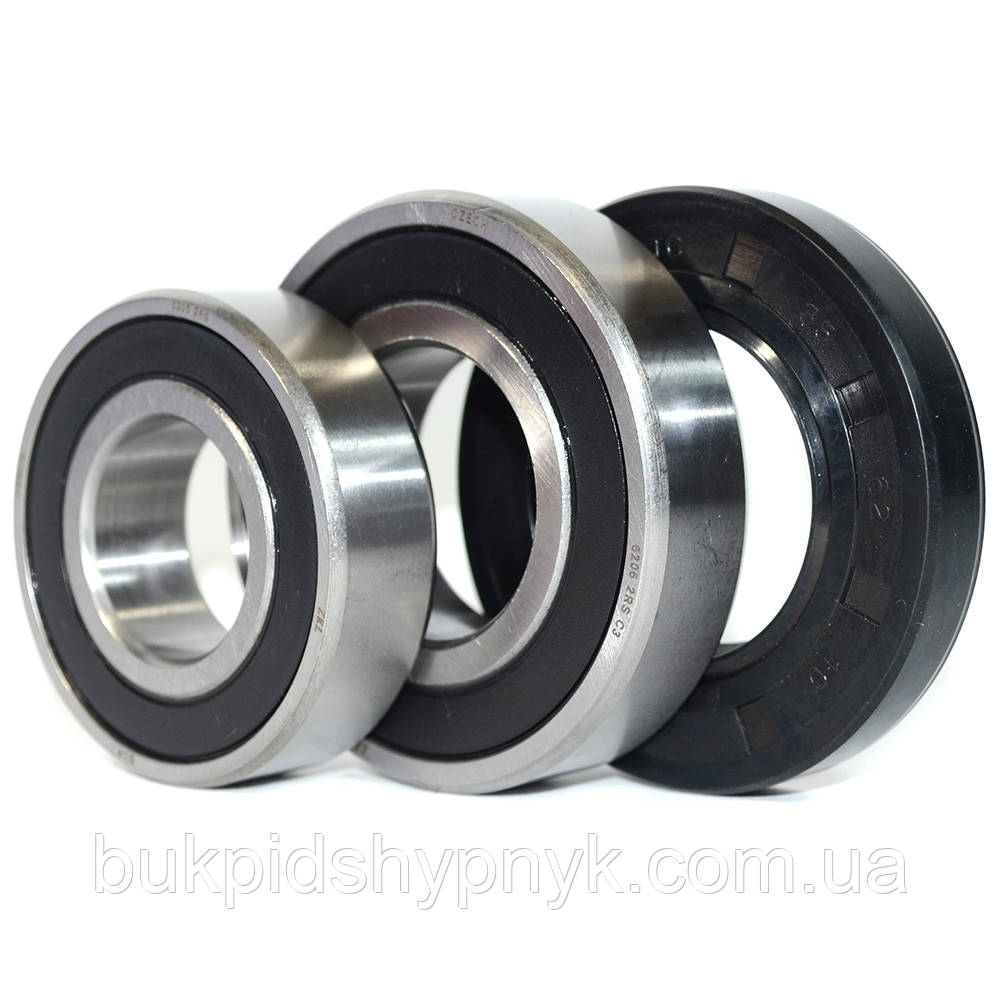 Ремонтний комплект підшипників для пральних машин Bosch і Siemens ZKL 6205 2RS і 6206 2RS і сальник, фото 1