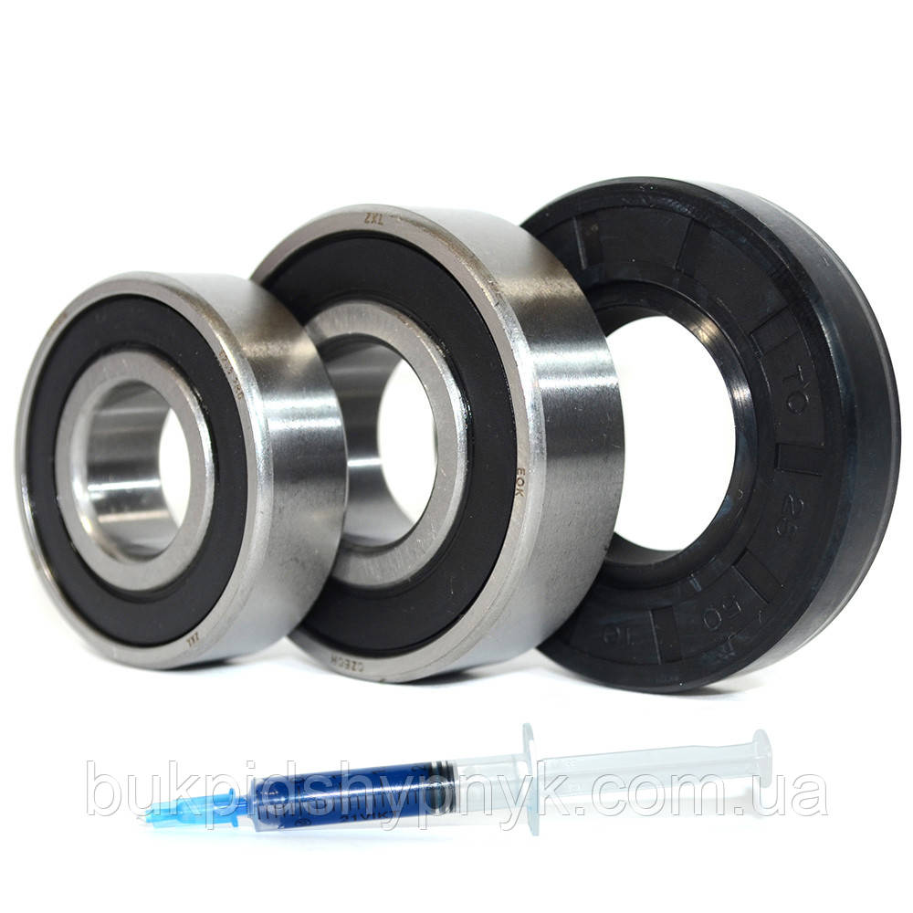 Ремонтний комплект підшипників для пральних машин BEKO (+ порція мастила для сальників) ZKL 6203 2RS і 6204, фото 1