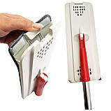 Комплект швабра з відром з автоматичним віджимом Чудо швабра ледарка для прибирання Mop Scratch сіра з червоним, фото 5