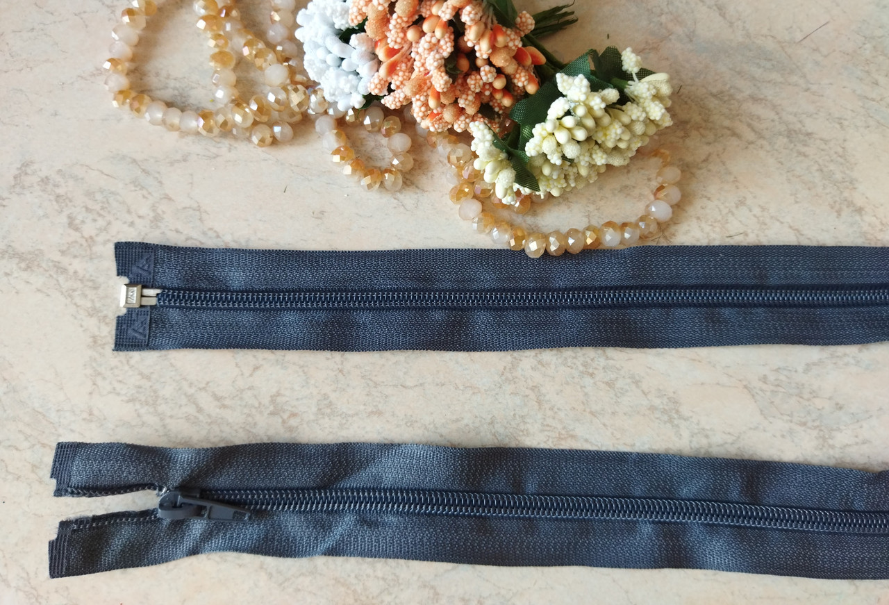 Роз'ємна блискавка права вита, Т5, 85 см, нейлон, №202 сірий, фото 1